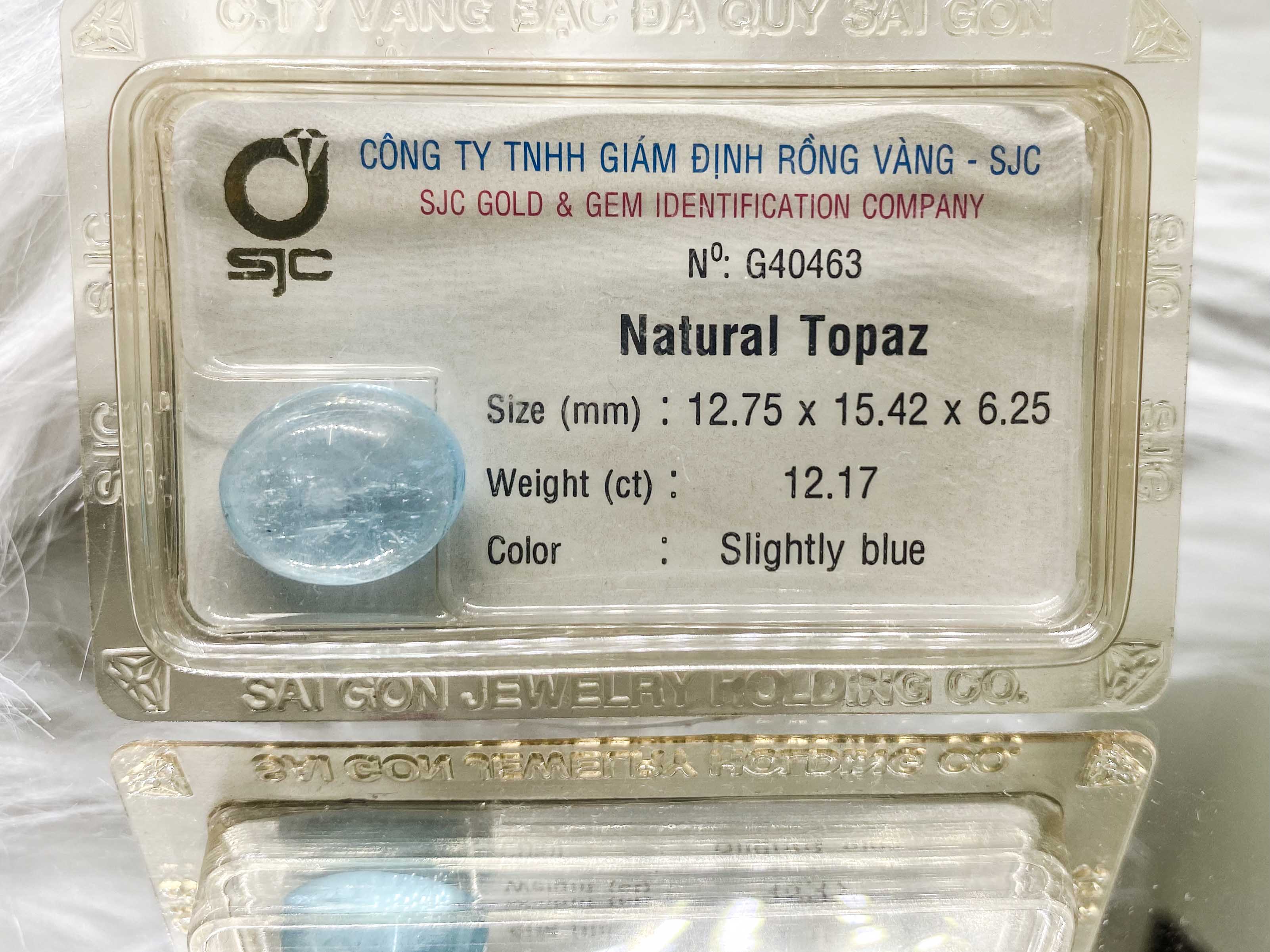 Viên Topaz oval mài láng 12.17ct 40463