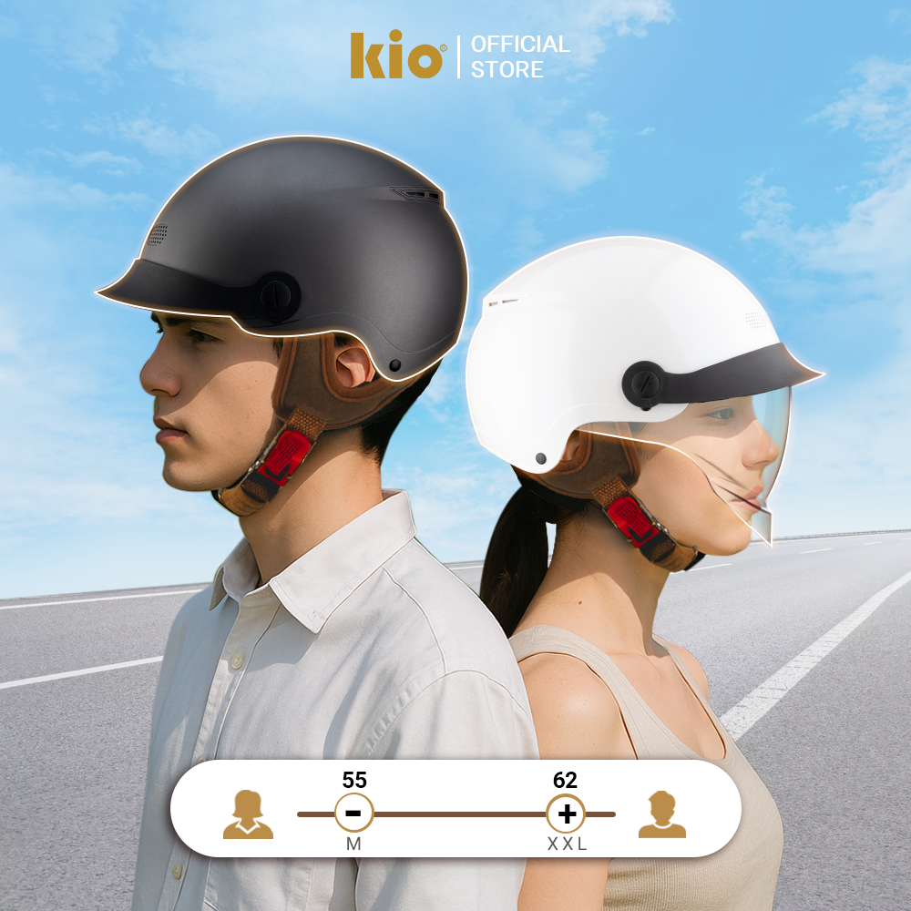 Mũ Bảo Hiểm Nửa Đầu Kio SafeStyle Metro KN10K, Kính Âm Phủ Nano Chống Tia UV, Lưỡi Trai, Thông Gió - Xám titan (nhám)
