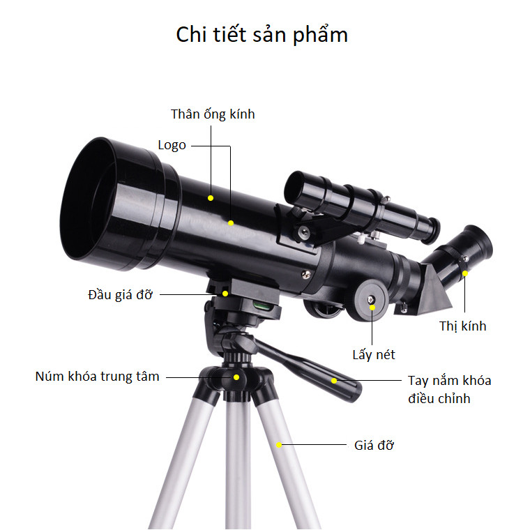 Kính thiên văn cao cấp thiết kế giá đỡ chắc chắn, góc quan sát rộng Cele7040