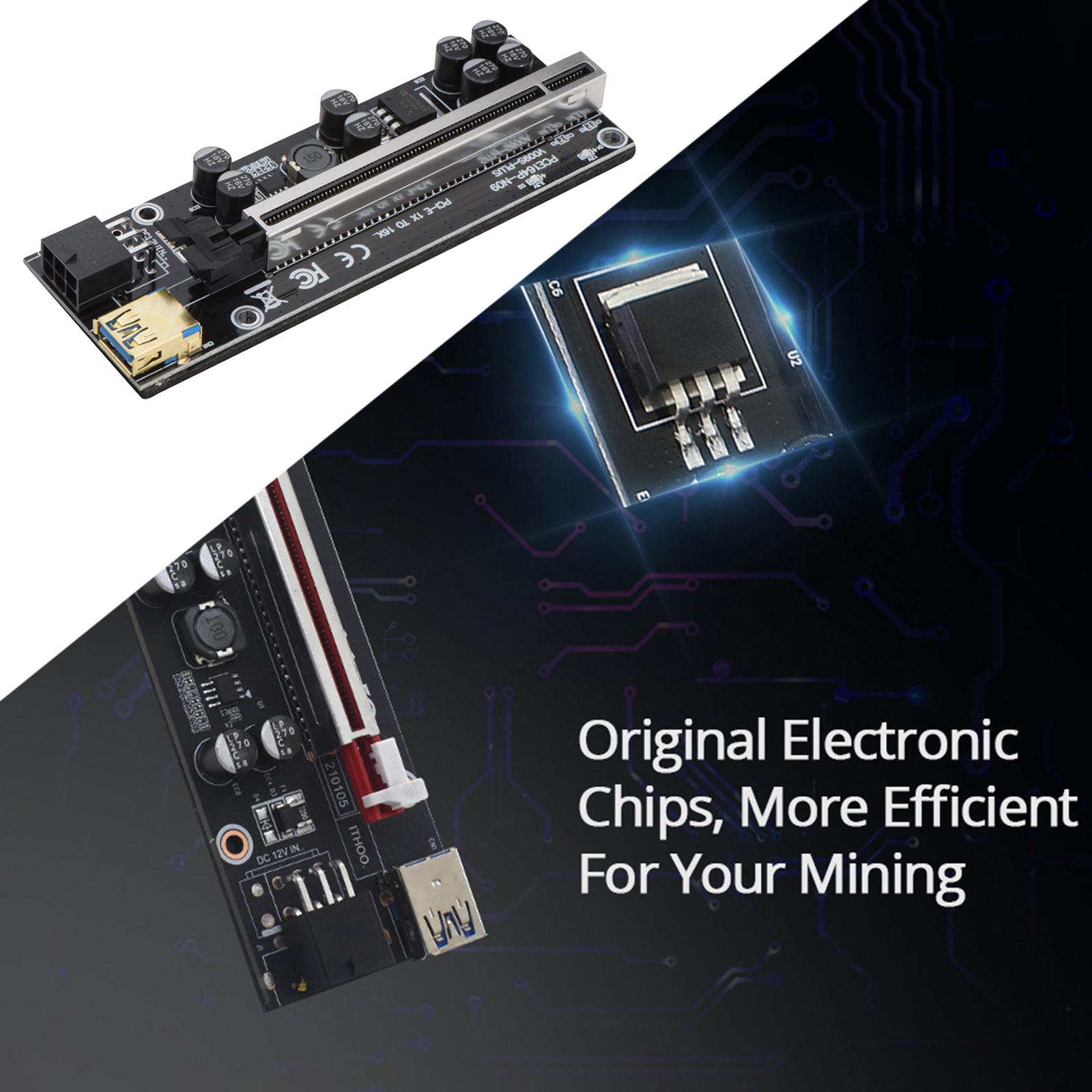 PCI-E Riser Express Cable 1X to 16X Graphics Extension for Mining Powered Riser Adapter Card,