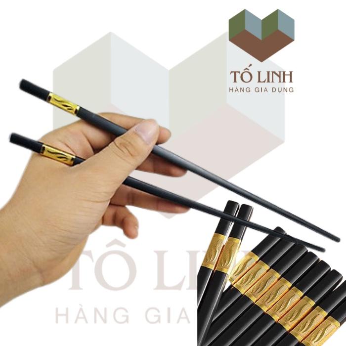 Combo Hộp 10 Đôi Đũa Khảm Vàng Nhựa Carbo Cao Cấp,Hộp 10 Đôi Đũa Khảm Vàng Korea