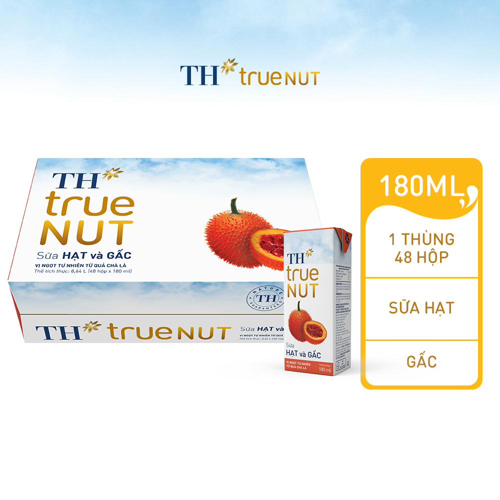 Thùng 48 hộp sữa hạt và gấc TH true NUT 180 ml (180 ml x 48)
