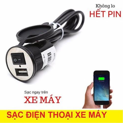 Bộ sạc điện thoại độ trên xe máy có công tắc bật tắt chống nước loại tốt