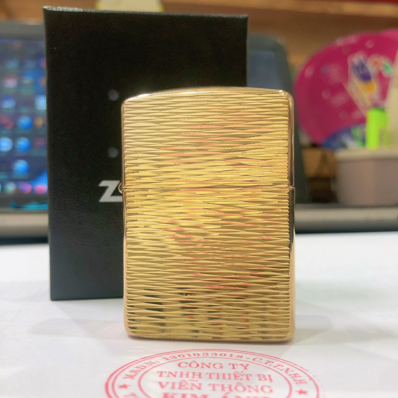 Bật lửa, hộp quẹt Zip po Mỹ Brass Armor Brass Wave làn sóng 2 mặt