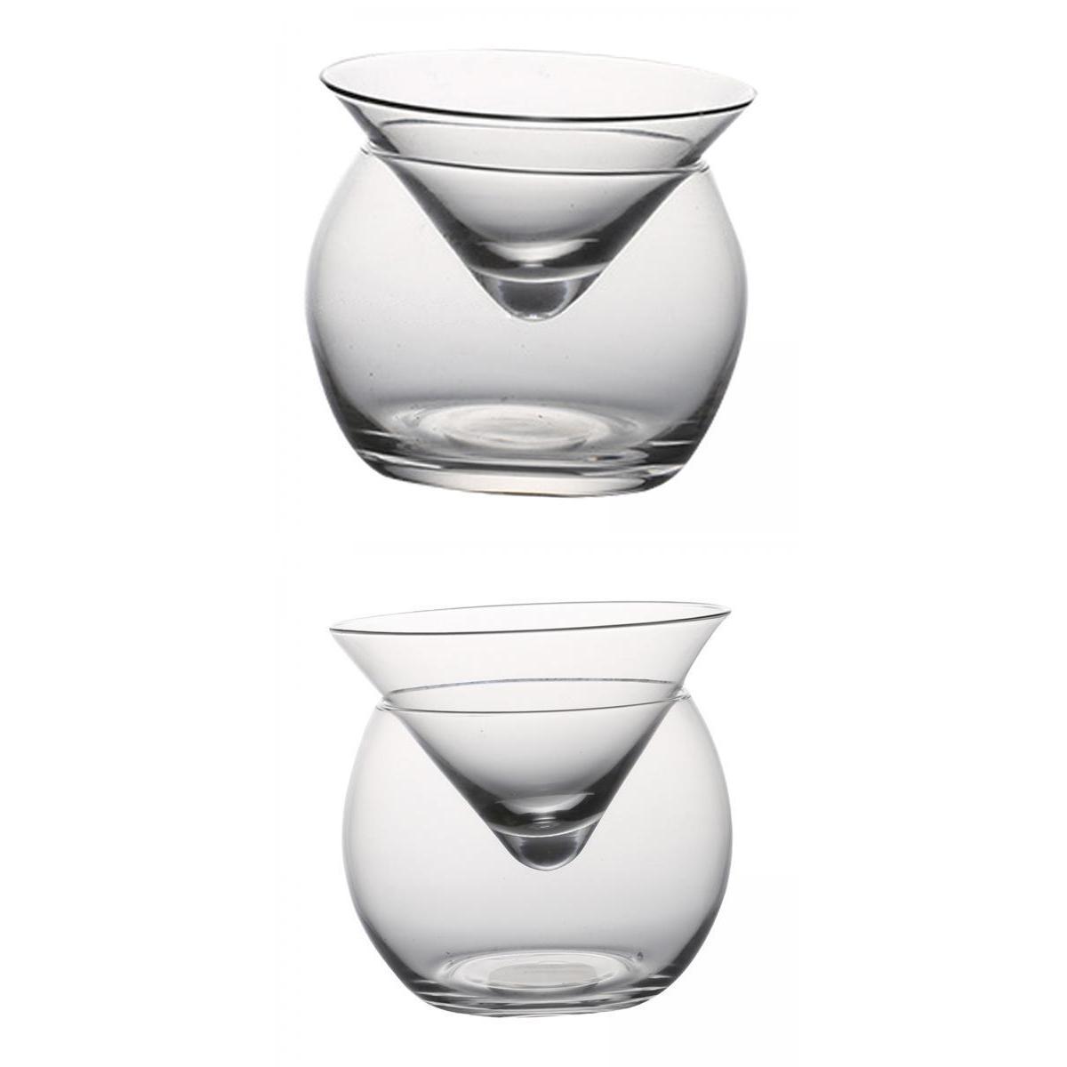 2 Set Molecular Cup Iced Caviar Liquor Conical Glass for Home Bar S + L