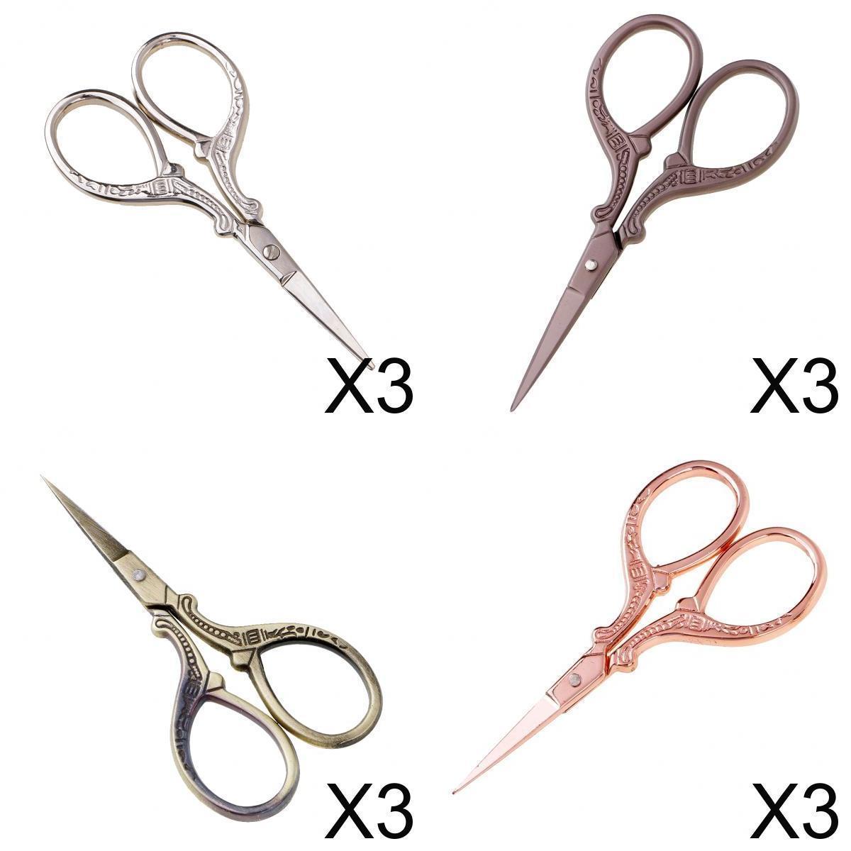 12pcs Antique Style Scissors Embroidery Scissors for Patchwork Threading Sewing