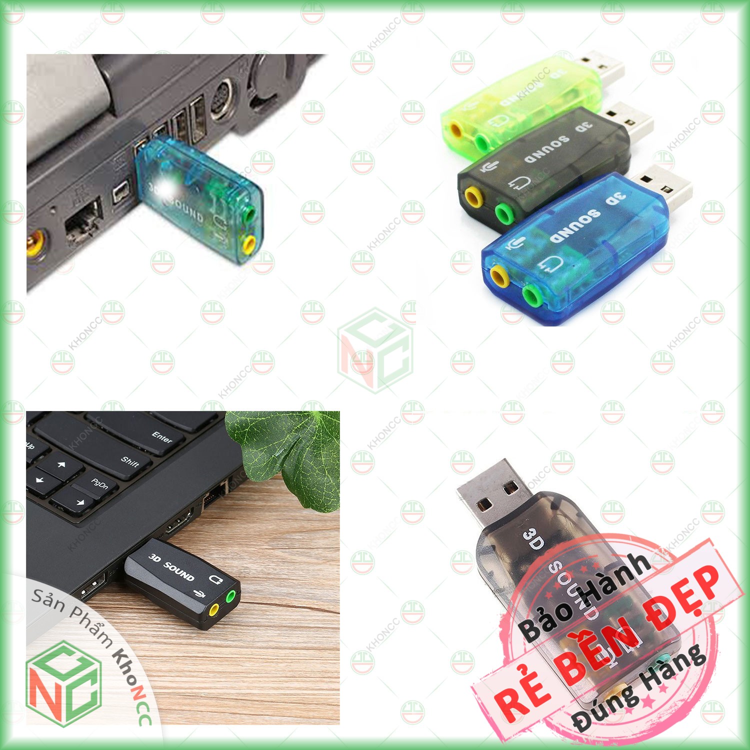 USB Sound Card KhoNCC Hàng Chính Hãng Gắn Cho Máy Tính - Laptop Bị Lỗi Âm Thanh Gắn Qua Cổng USB - NLVQ-192-USBS