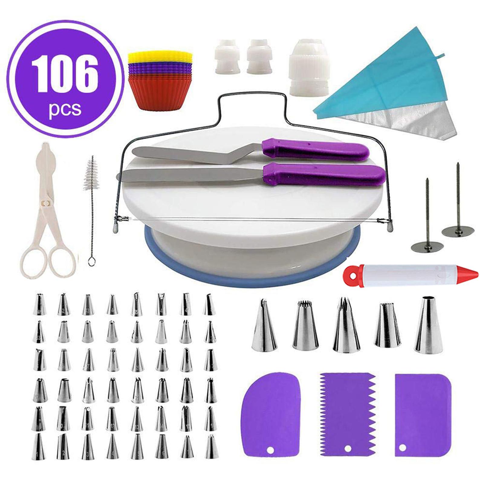 Cake Decor Stainless Steel Cake Decorating Supplies Cake Turntable 106PCS/Set DIY Cream Tools