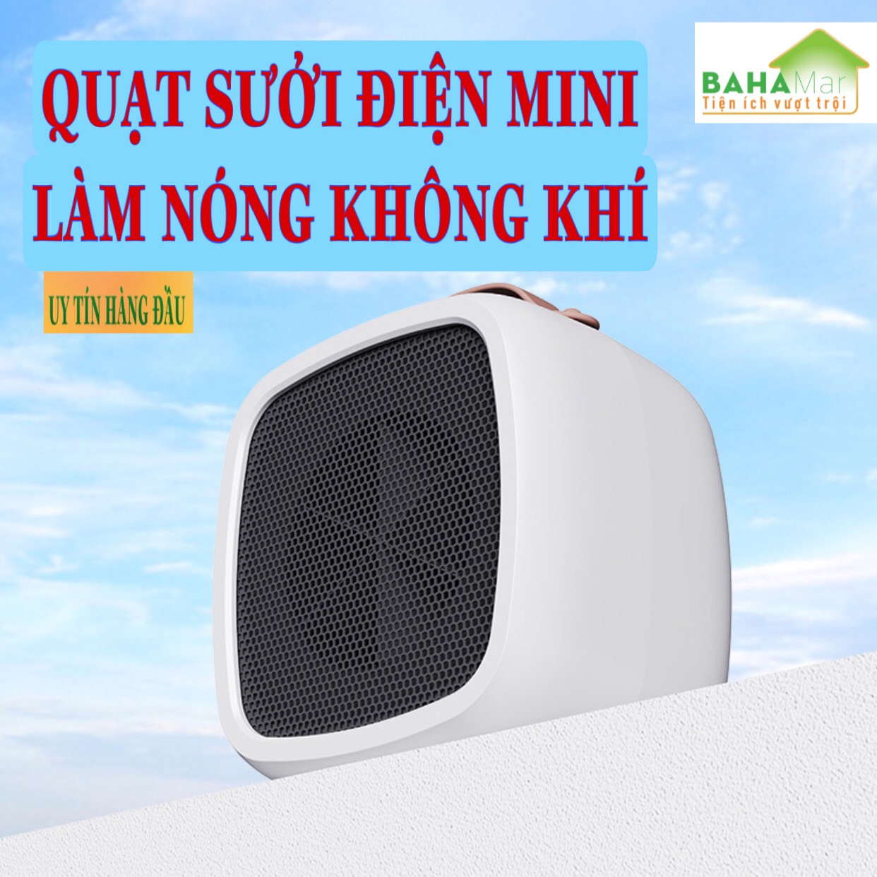 QUẠT SƯỞI ĐIỆN MINI LÀM NÓNG KHÔNG KHÍ &quot;BAHAMAR&quot; với công nghệ sưởi PTC ceramic và quạt tốc độ cao thích hợp cho sử dụng cá nhân tại văn phòng hoặc gia đình.