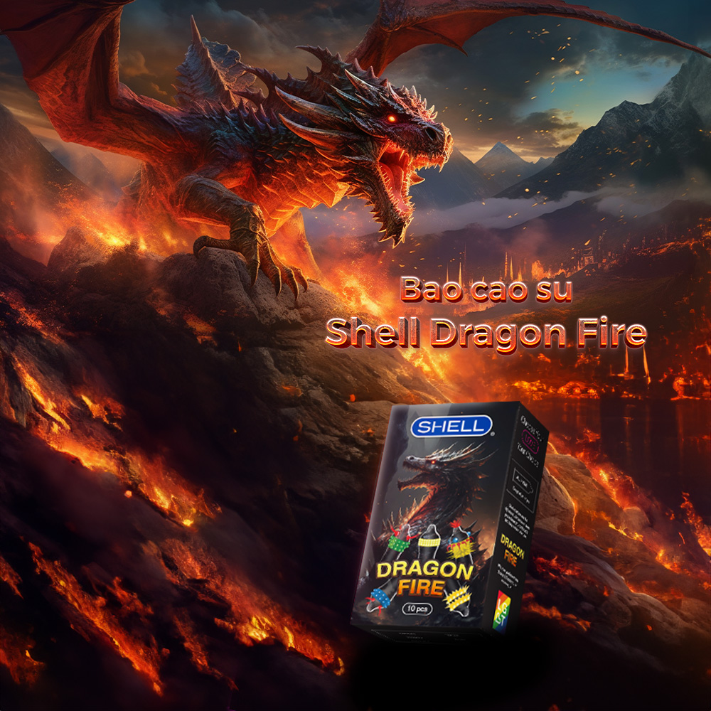 Bao cao su Shell Dragon Fire - Hộp 5 bao gai, bi nổi lớn + 5 bao Shell Performax (Hộp 10 cái) | SHELL CHÍNH HÃNG