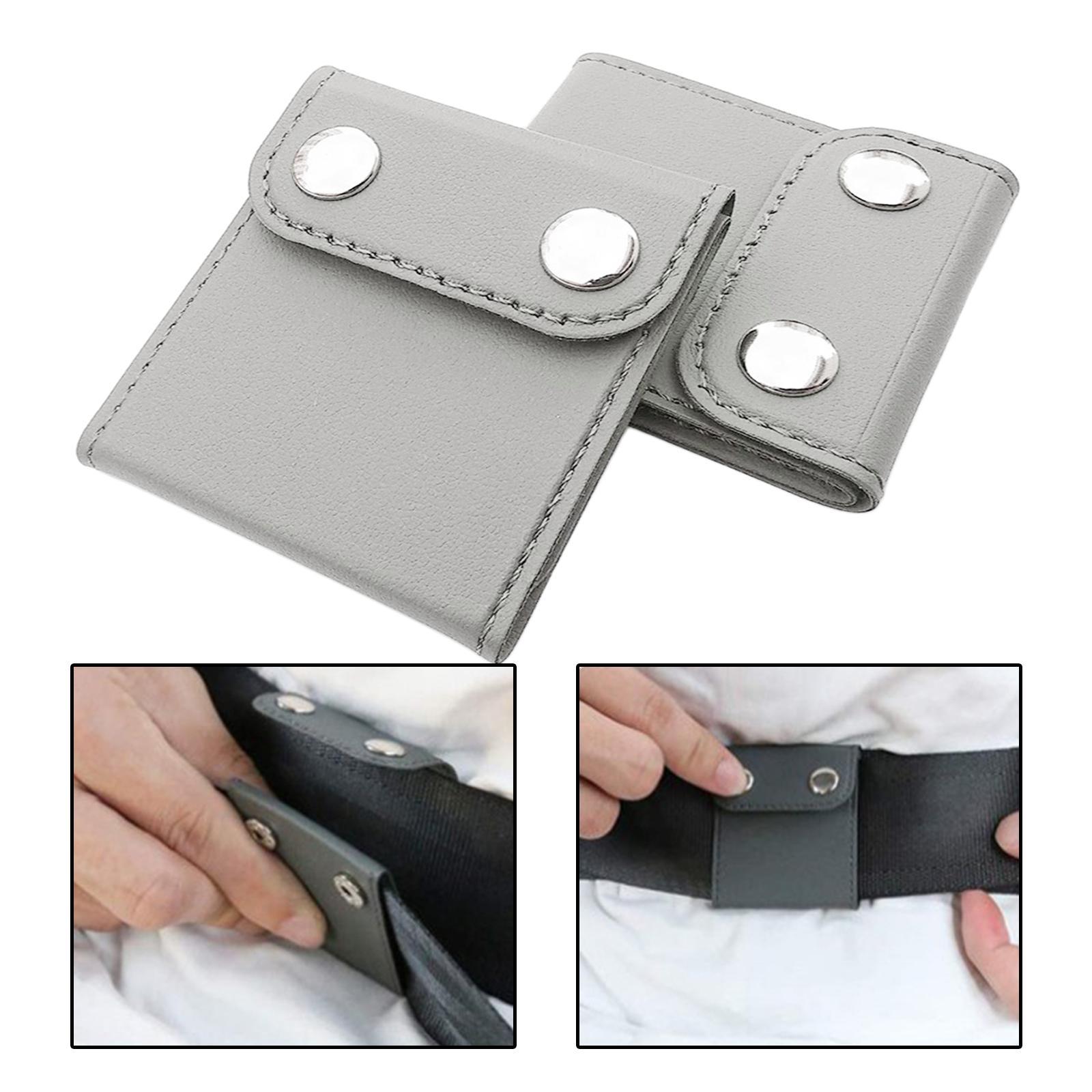 2x2Pcs Car Seatbelt Adjuster for Kids Adults gray snap button