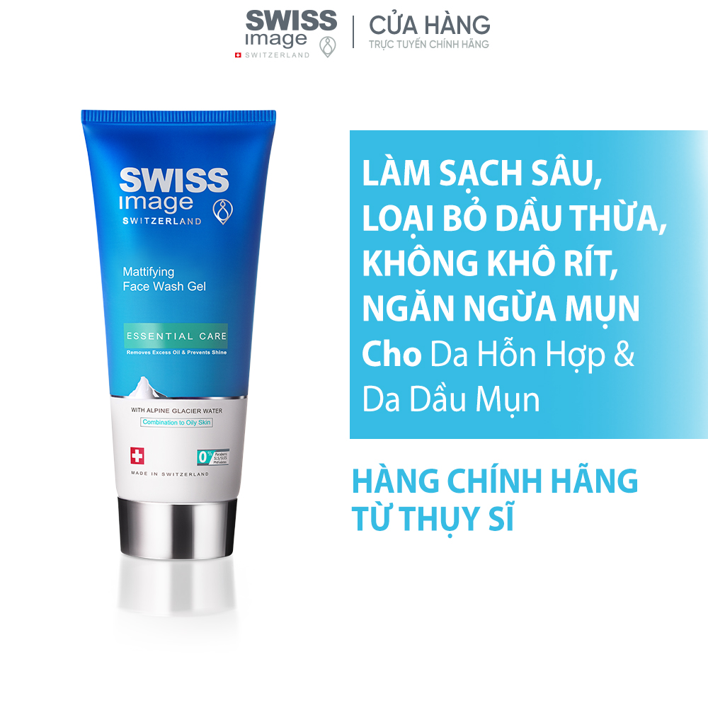 Bộ đôi Skincare Swiss Image nước tẩy trang 3 trong 1 và gel rửa mặt làm sạch ngừa mụn kiểm soát bã nhờn không khô rít cho da dầu mụn