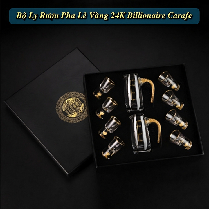 Bộ Ly Rượu Pha Lê Vàng 24K Billionaire Carafe - Home and Garden