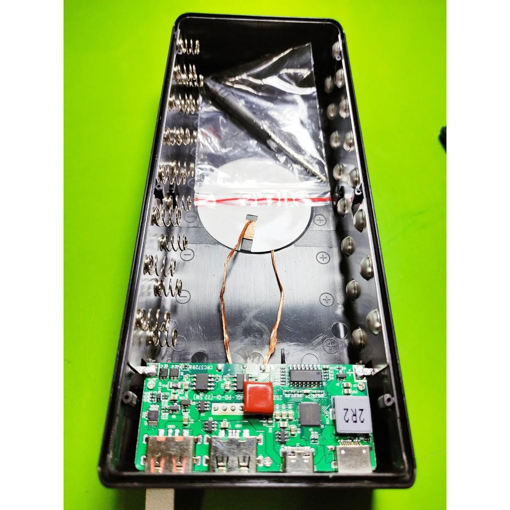 Box sạc dự phòng 16 18650  micro USB Type-C dây da cao cấp