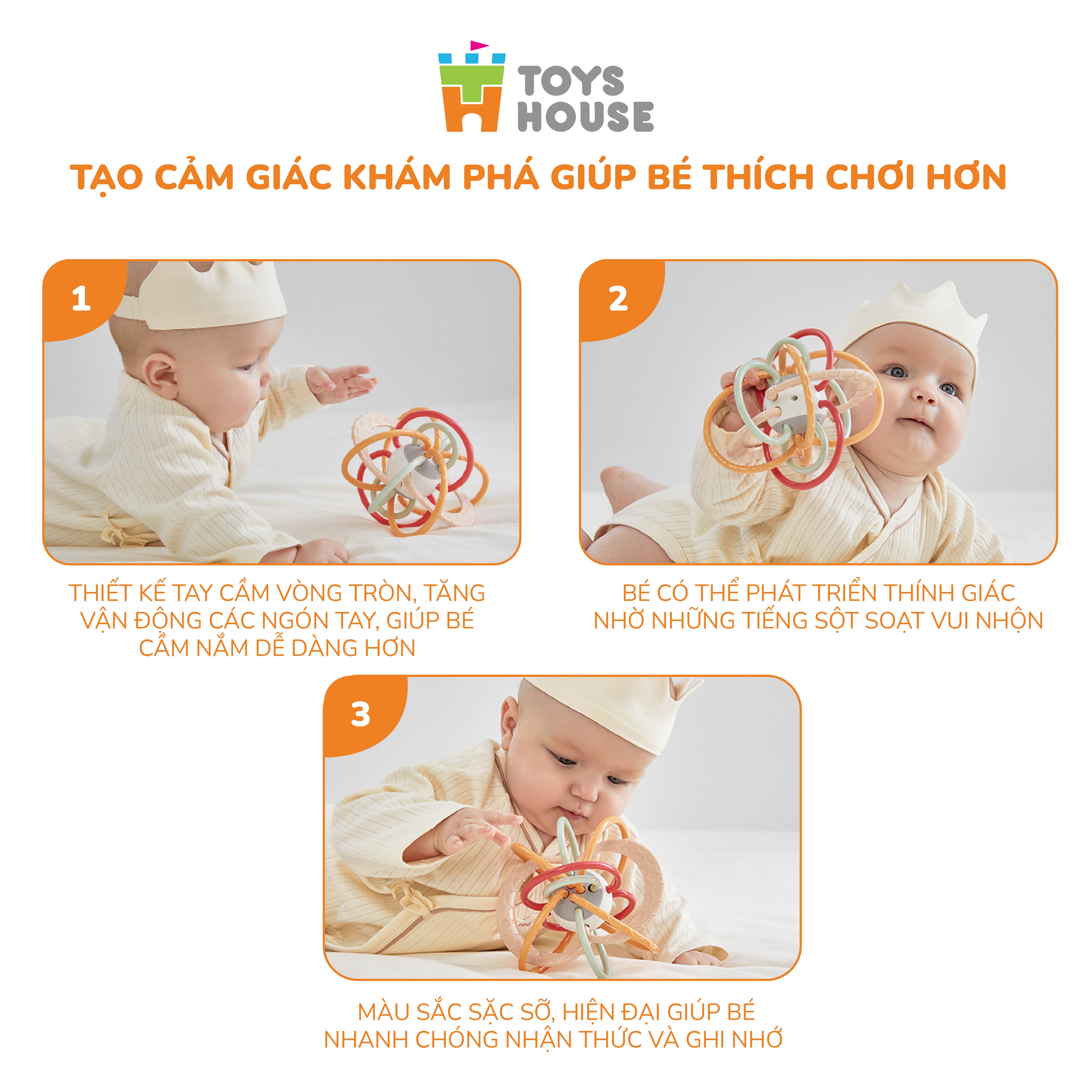 Đồ chơi bóng vòng nhựa mềm kết hợp gặm nướu cho bé ToysHouse 822-86