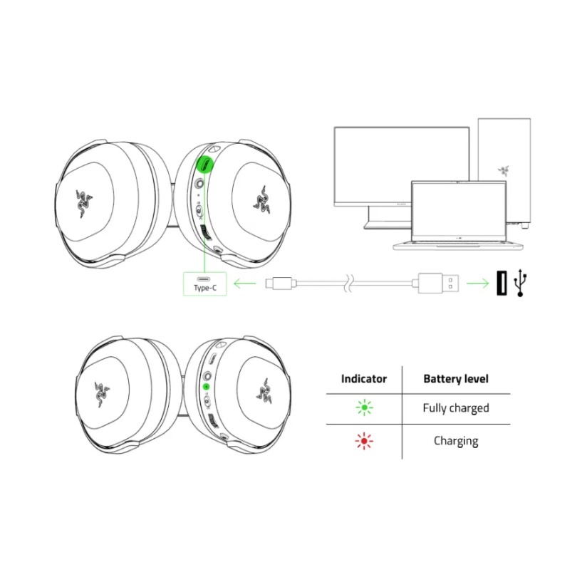 Tai nghe chơi game không dây Razer Barracuda X Black/White/Quartz - Hàng Chính Hãng