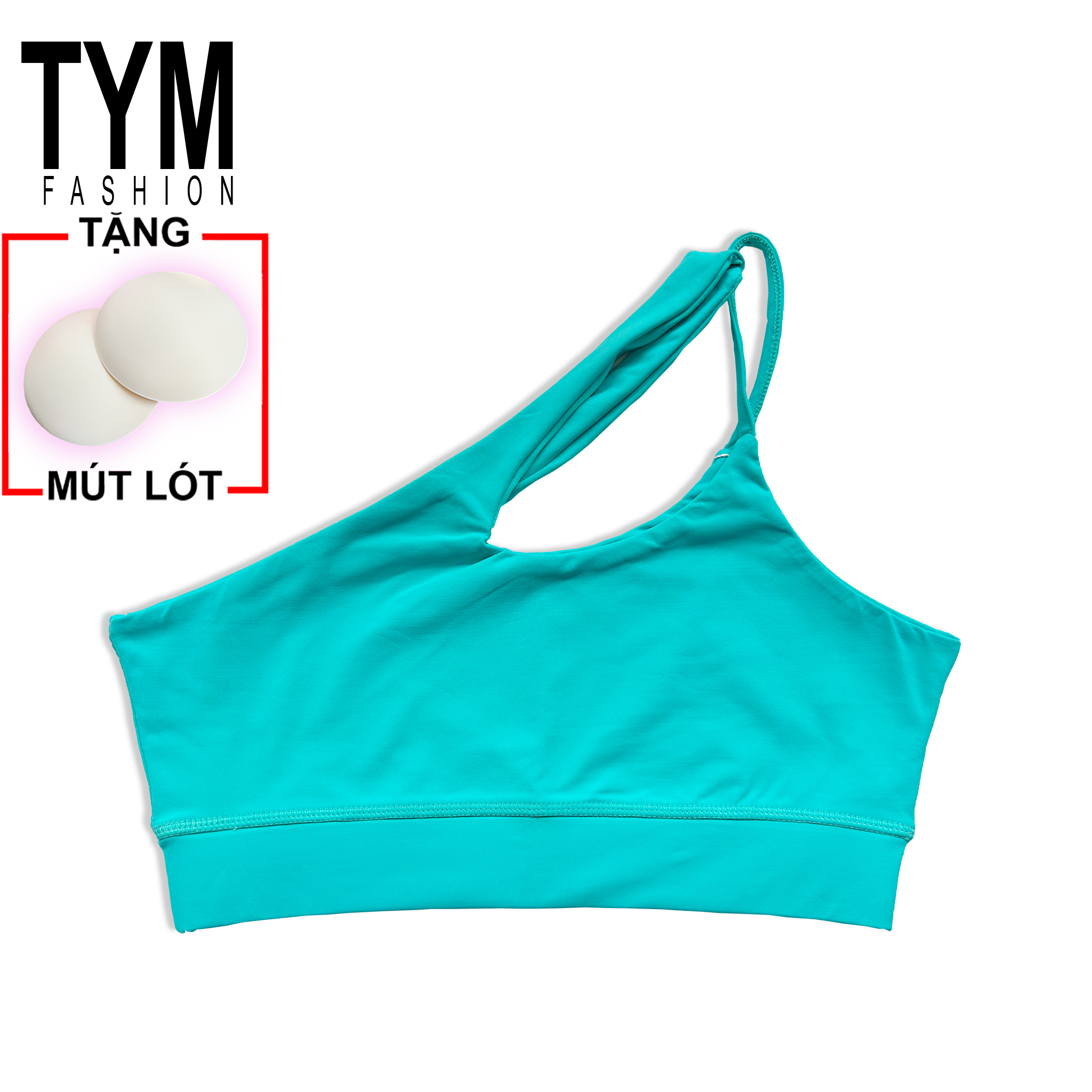 Áo Bra tập gym yoga lệch vai 2 lớp Nữ TYM - vải thun Poly co dãn thoáng mát - tặng kèm mút lót AWT002 - TYM FASHION