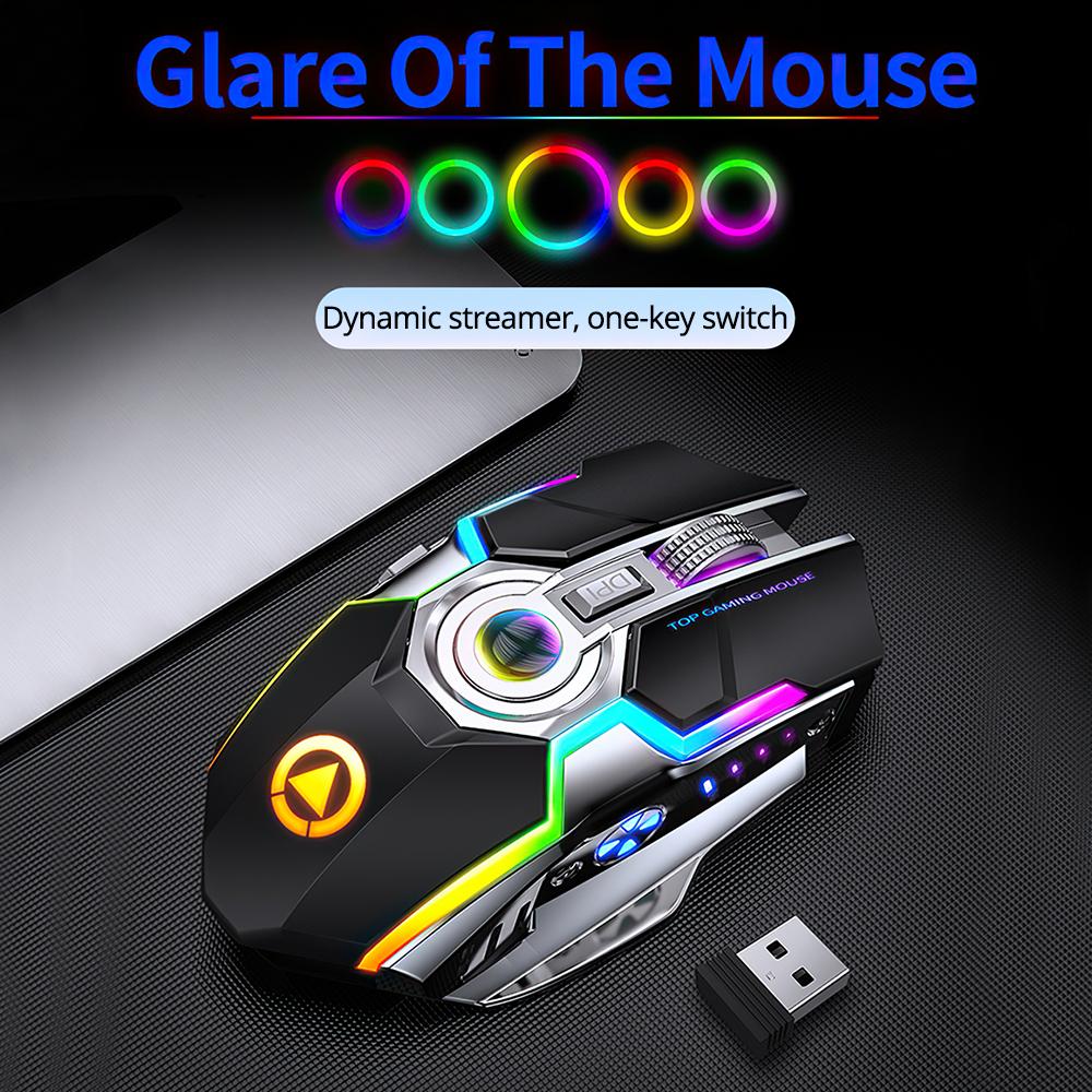 Hay Cơ Học 2.4G Quang USB Chuột Không Dây Silent Chuột Chơi Game RGB Backlit Cho Tính Laptop Công Sở Trò Chơi