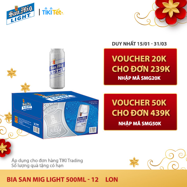 Thùng 12 Lon Bia SAN MIGUEL Light 500 ml