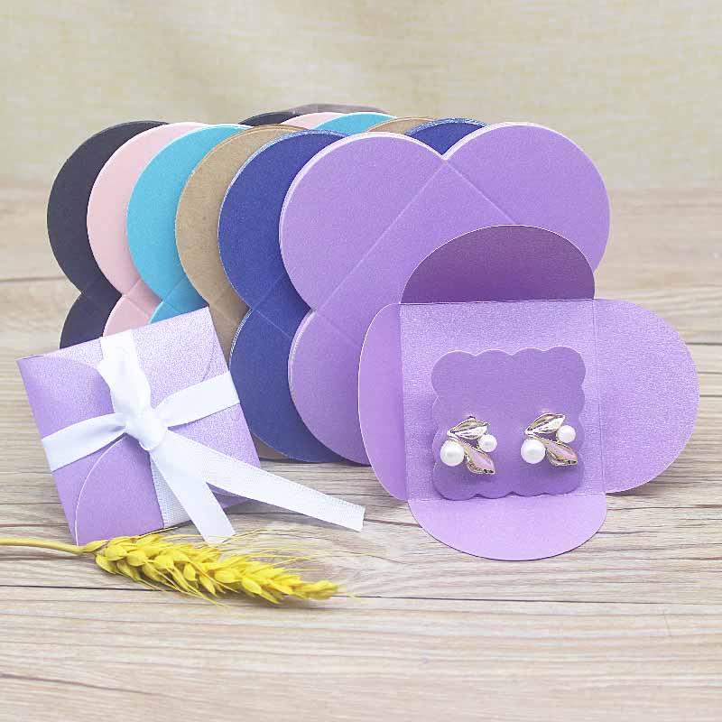 Set 5 Hộp Đựng Khuyên Tai / Thẻ / Thẻ / Dây Ruy Băng Màu Trắng Diy
