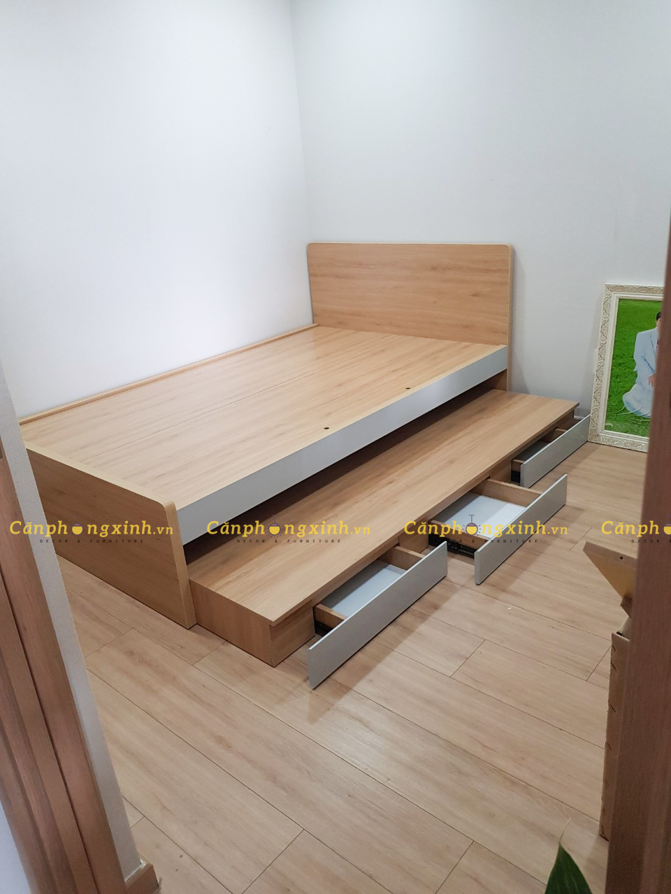 Giường ngủ kéo 2 tầng thông minh, gỗ MDF CPX-G33
