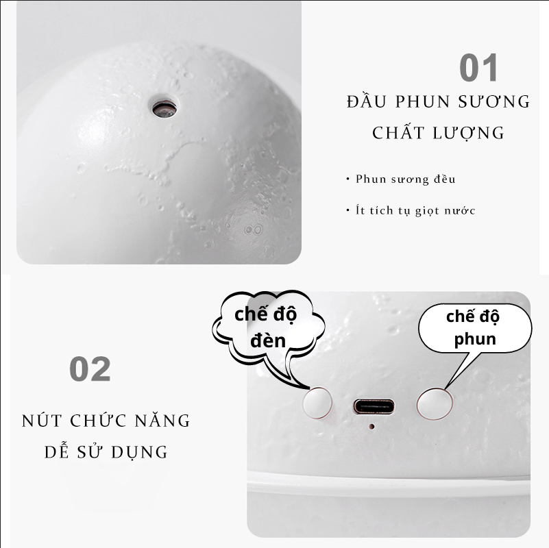 Máy Xông Tinh Dầu Sao Hỏa Phun Sương MTD10 230ml Khuyếch Tán Tạo Ẩm Khử Mùi Đèn Ngủ Trang Trí