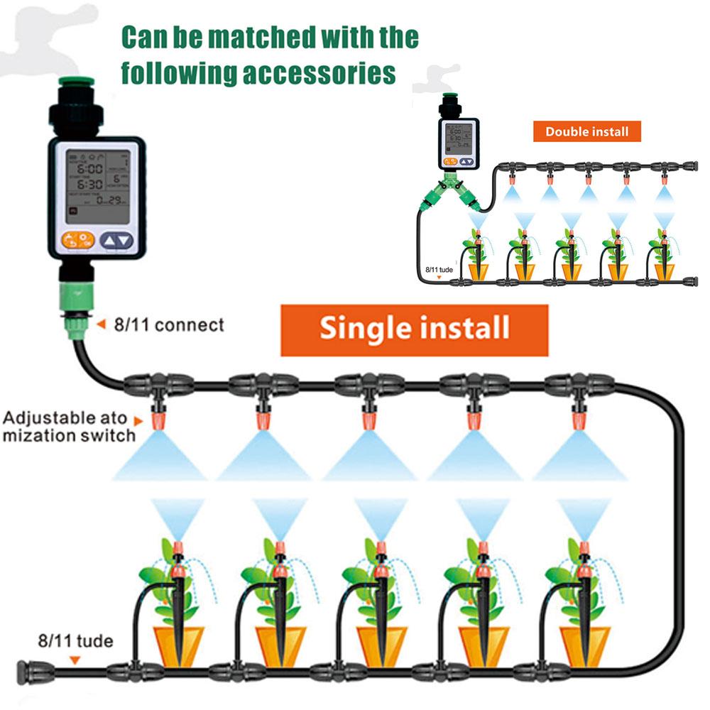 Gardening Irrigation Timer Automatic Watering Device Garden Balcony Rain Sensing Control Intelligent Irrigation System Controller 10 Programs Setting with Safety Lock