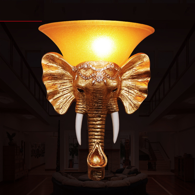 Đèn Trang Trí Đầu Voi Treo Tường Tối Giản Châu Âu Cao Cấp Sang Trọng Màu Gold - Hàng Nhập Khẩu