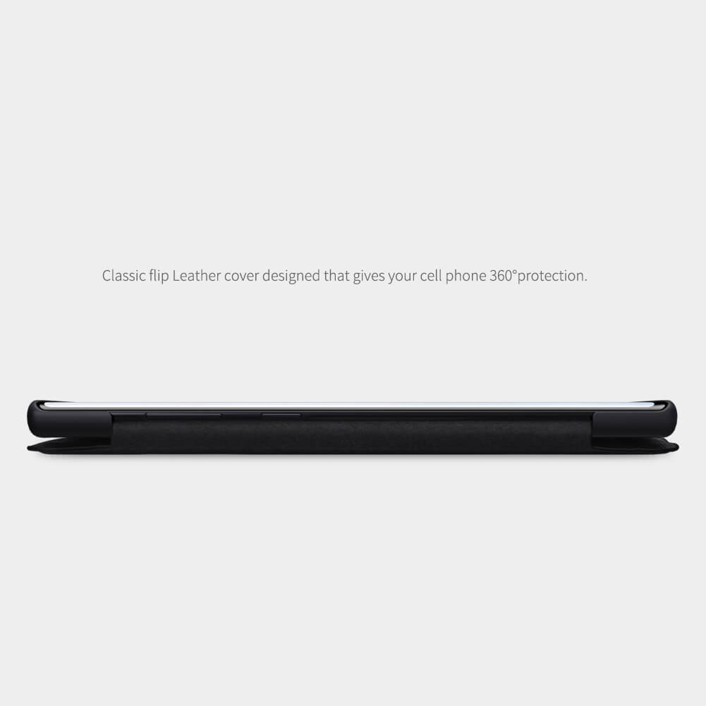 Bao da Leather cho Samsung Galaxy Note 10 Plus hiệu Nillkin có ngăn đựng thẻ, bề mặt da cao cấp mềm mịn - Hàng chính hãng