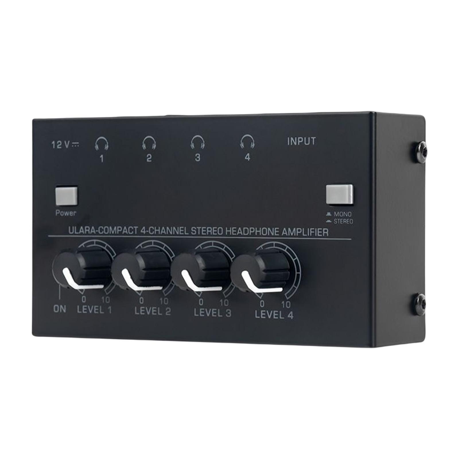 Compact Stereo Headphone Amplifier 4 Channels Professional for Studio Mixing