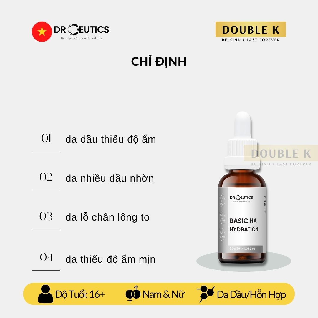 Drceutics Basic HA Hydration - Serum Cấp Ẩm Cho Da Dầu - Double K