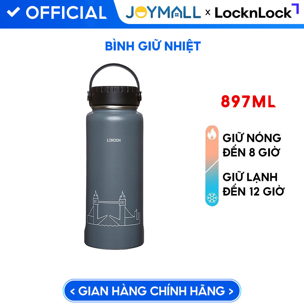 Bình Giữ Nhiệt Lock&Lock RigaTumbler màu xám LHC4160GRY dung tích 897ml - Hàng chính hãng, thép không gỉ - JoyMall