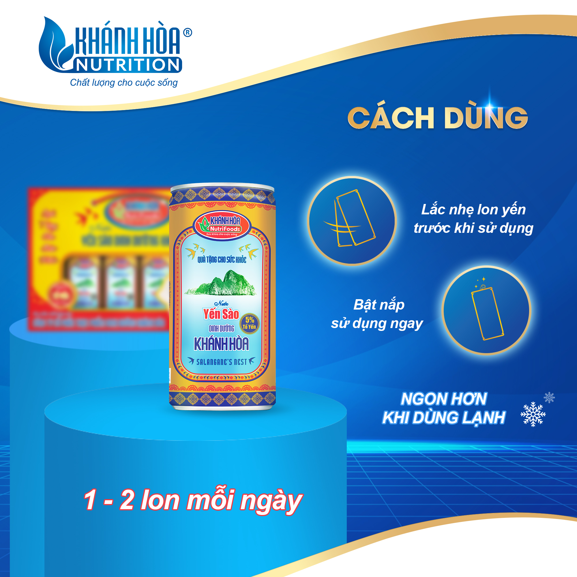 Hộp Quà Ngang Nước Yến Sào Cao Cấp 5% Tổ Yến - Khánh Hòa NutriFoods - 6 Lon x 190 ML