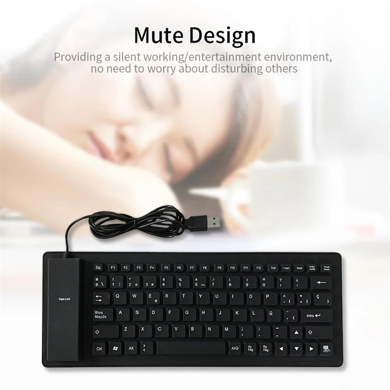 USB Foldable Spanish Roll up Silicone Keyboard Waterproof PC Laptop