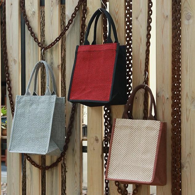 Túi Đay Trơn Retro hình trụ đứng, Kiểu dáng Vintage - Sản phẩm thân thiện với Môi trường T239