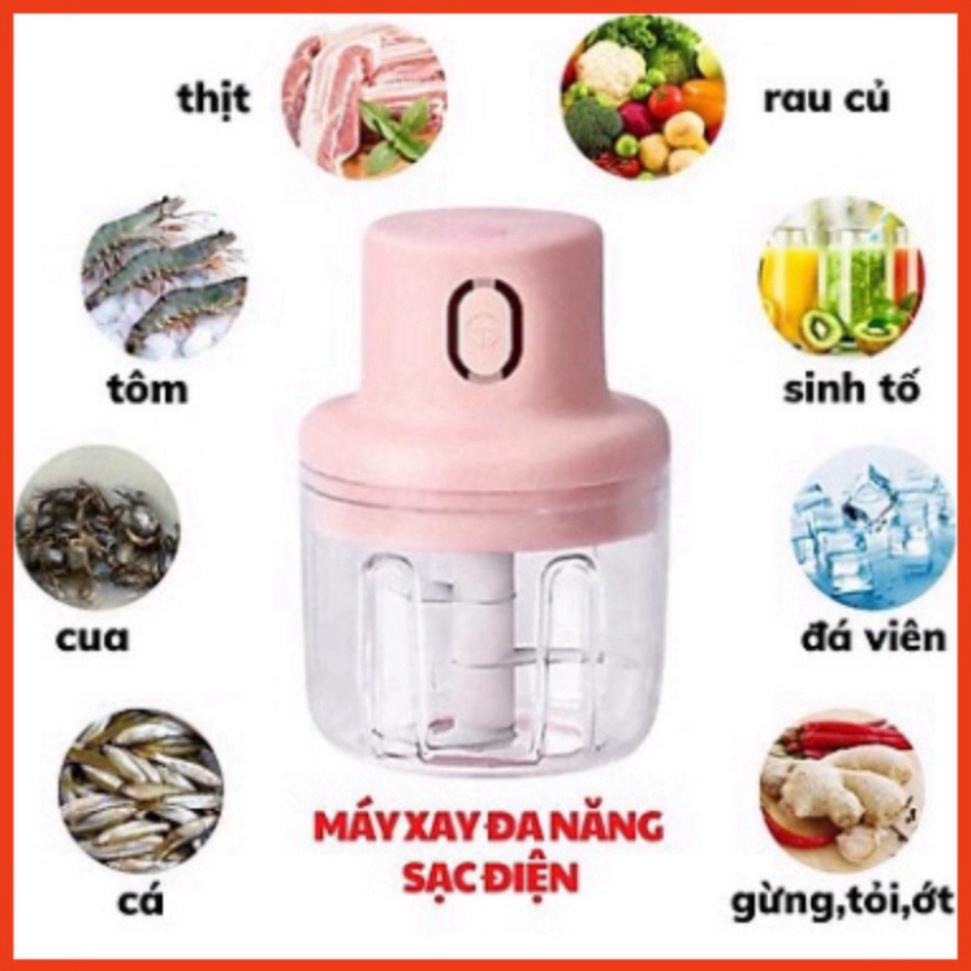 Máy Xay Mini Tỏi Ớt Máy Xay Tỏi Ớt Đa Năng Sạc Điện Máy Xay Mini Cầm Tay Dung Tích 250ml Máy Xay Mini Sạc Điện Có Cổng Sạc Usb, Nhỏ Gọn Tiện Ích Dễ Sử Dụng Xay Hành Tỏi Rau Củ Quả - Hàng nhập khẩu