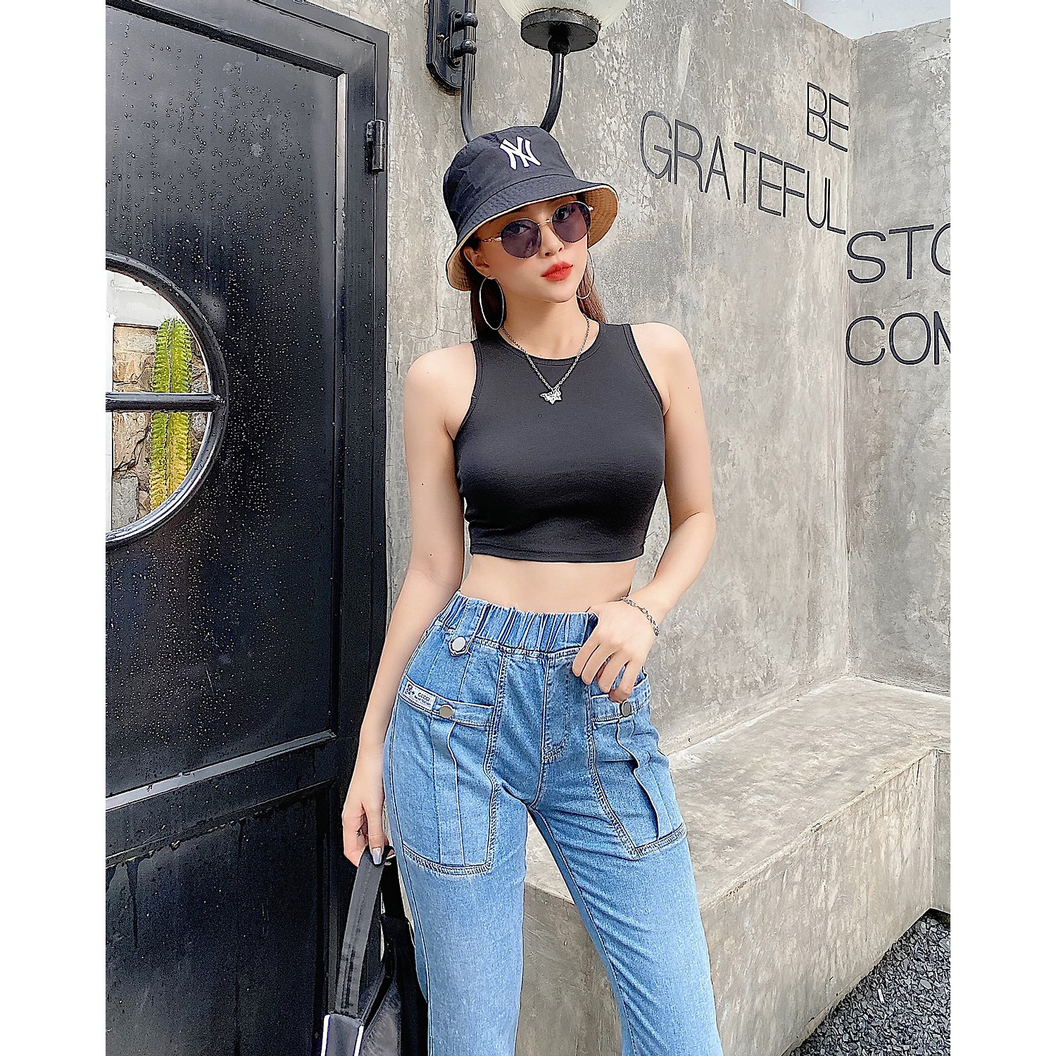 Áo Ba Lỗ Viền Ngược Croptop Cá Tính
