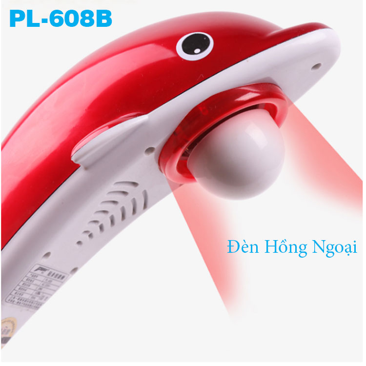 Máy massage cầm tay cá heo 6 đầu điện tử PL-608B - Đỏ, dòng cao cấp