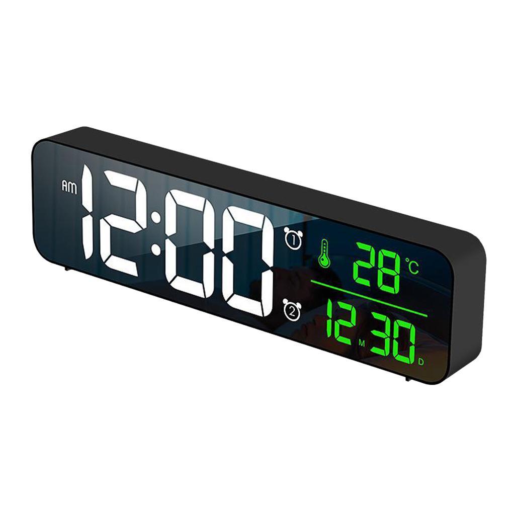 2pc Alarm Clock LED Display Mirror Bedside Clock Office Bedroom Table Decor