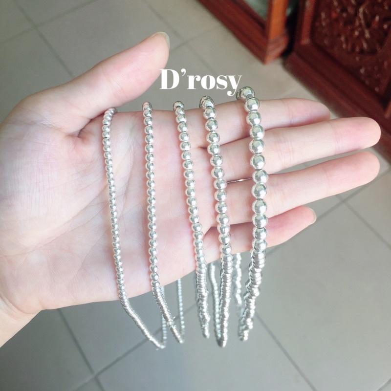 Dây chuyền bạc bi tròn trơn cho người lớn cỡ 3mm 4mm 5mm 6mm dài 47-55 cm chuẩn bạc ta c