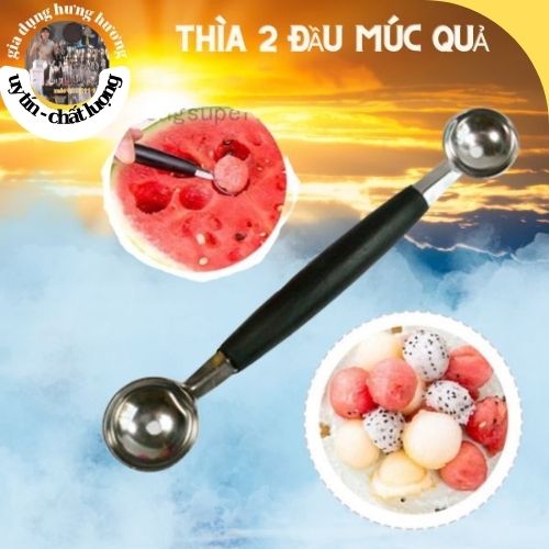 Thìa 2 đầu tròn múc hoa quả và kem
