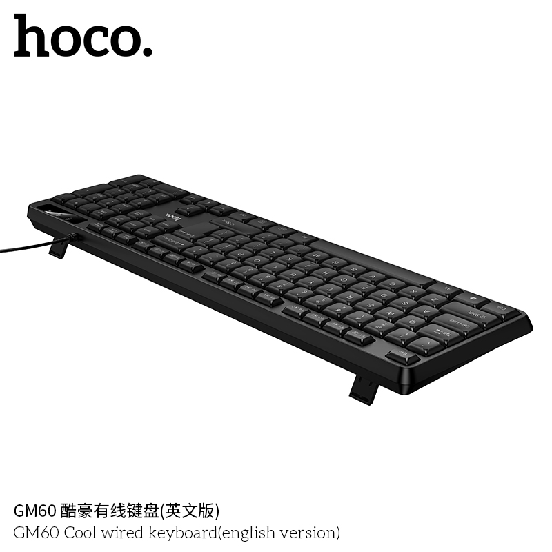 Bàn phím văn phòng có dây Hoco GM60 màu đen 104 phím tiêu chuẩn kết nối dây USB - Hàng chính hãng