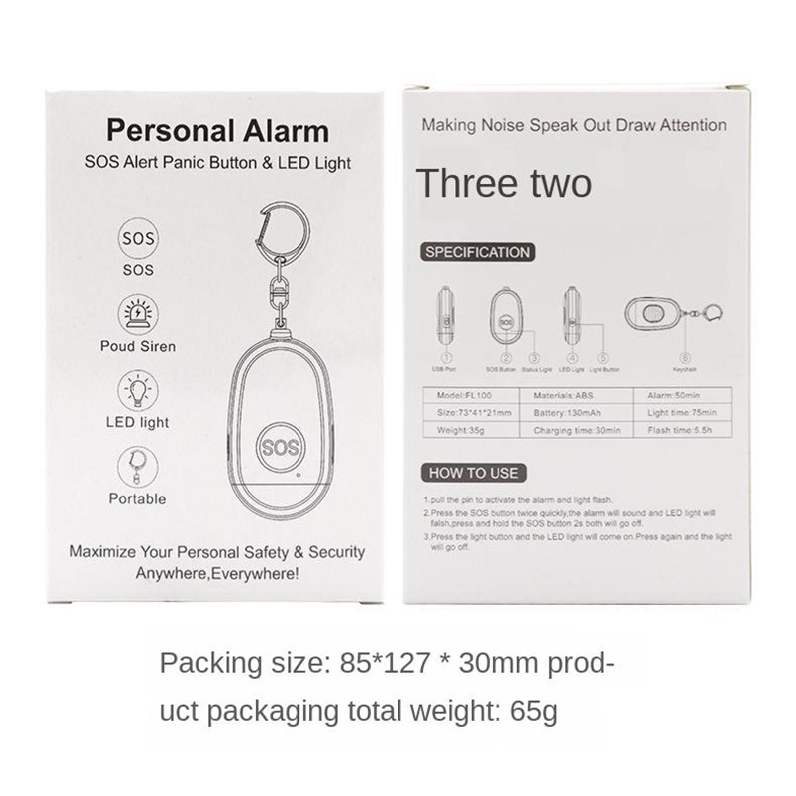 3X Mini 130DB Personal Alarm Security Alert Charging for Women Elderly Kids