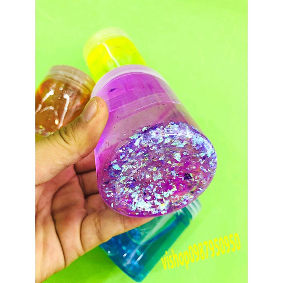 SLIME hình tròn trụ KIM TUYẾN THUỶ TINH 6 màu Slam kiến tạo lạ lùng ấn tượng