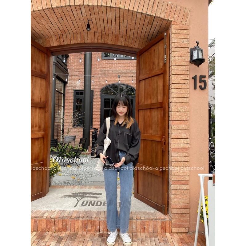 SƠ MI LỤA VIỀN CHỈ ULZZANG