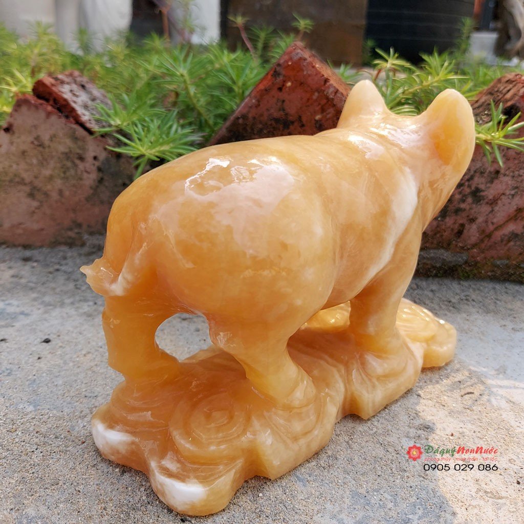 Tượng lợn đá 12 con giáp phong thủy đá ngọc hoàng long 15cm đá Non Nước