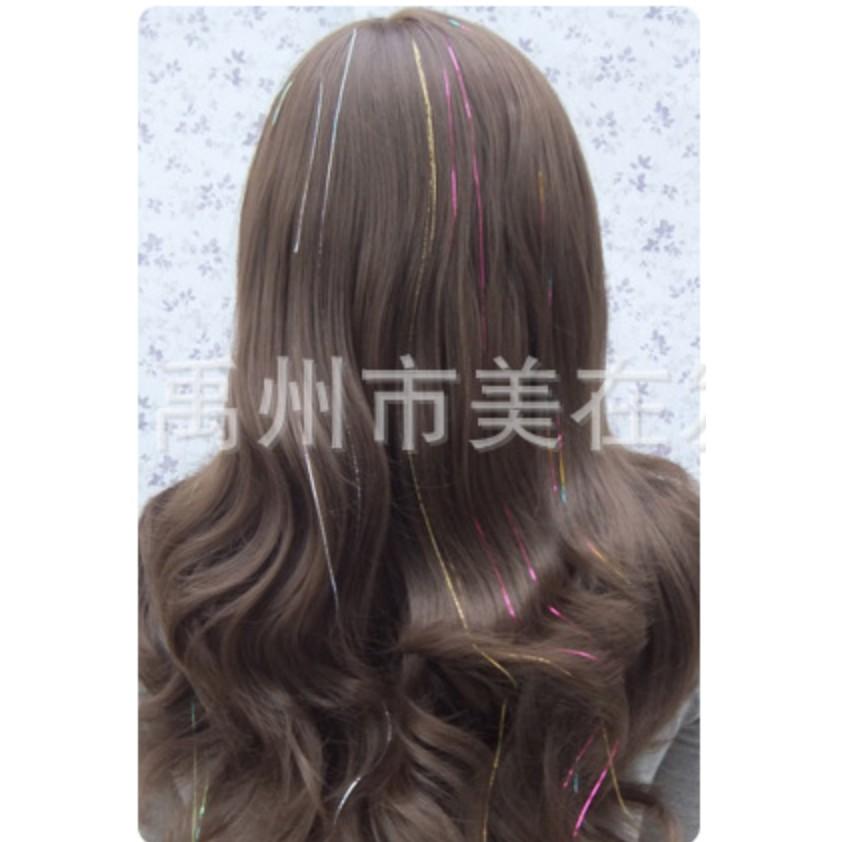 Line tóc cột kim tuyến màu sắc- mua 5 tặng 1 đồng size, mỗi tóc dài 120 cm