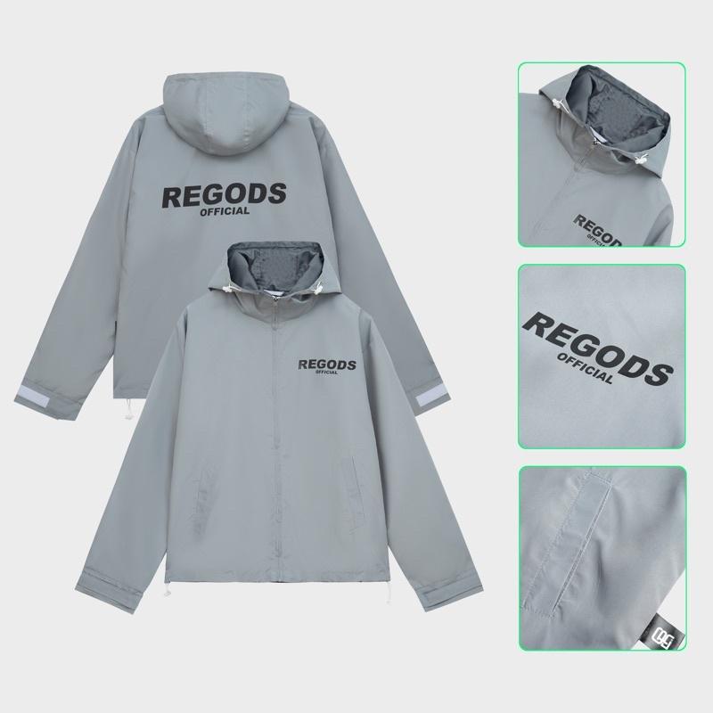 Áo Khoác Dù In Phản Quang REGODS unisex form rộng
