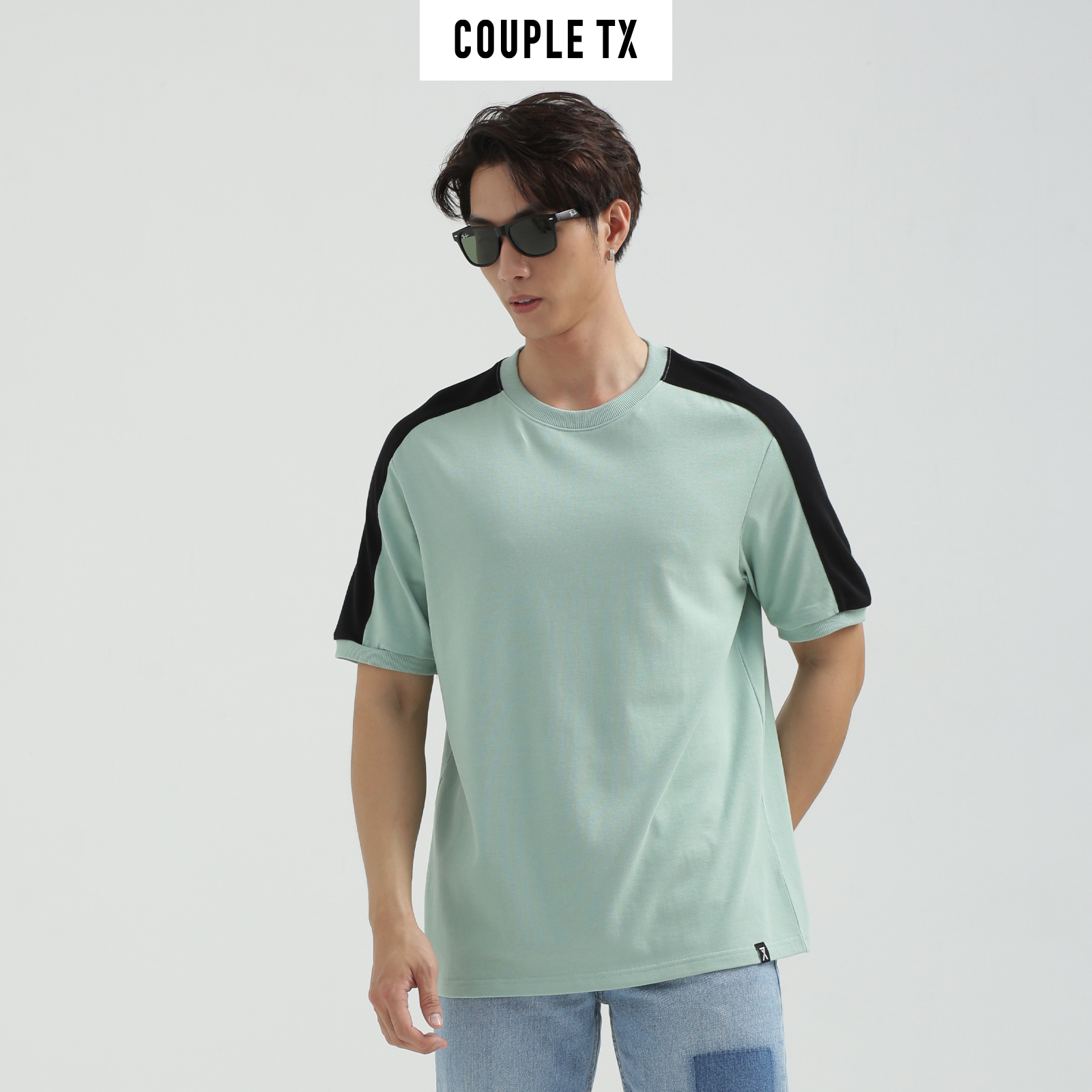 COUPLE TX - Áo Thun Nam Relax Fit Rã Vai Phối Màu MTS 1202