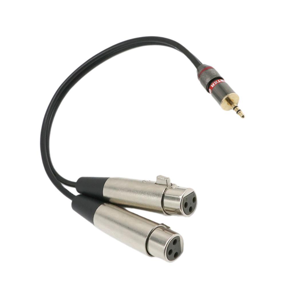 1/8" 3.5mm Jack to Dual XLR Female Y Stereo Microphone Audio Cable Cord